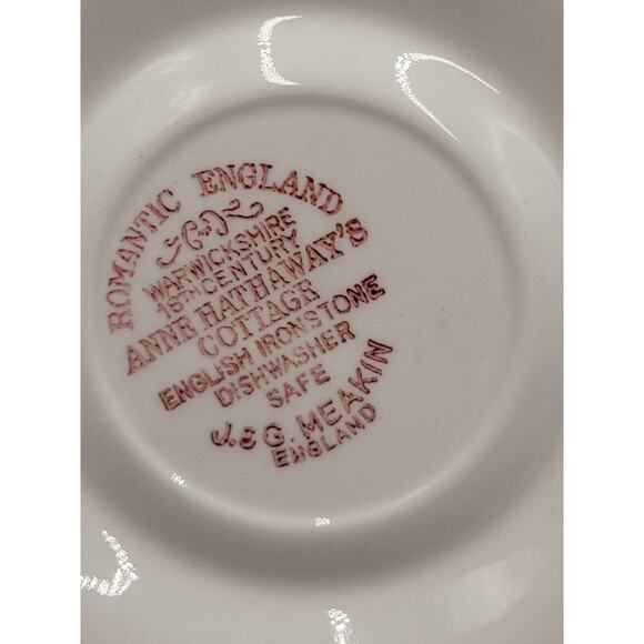 JG Meakin Teacup Saucer Romantic England Anne Hathaway Ironstone China Red Vtg - Picture 15 of 16